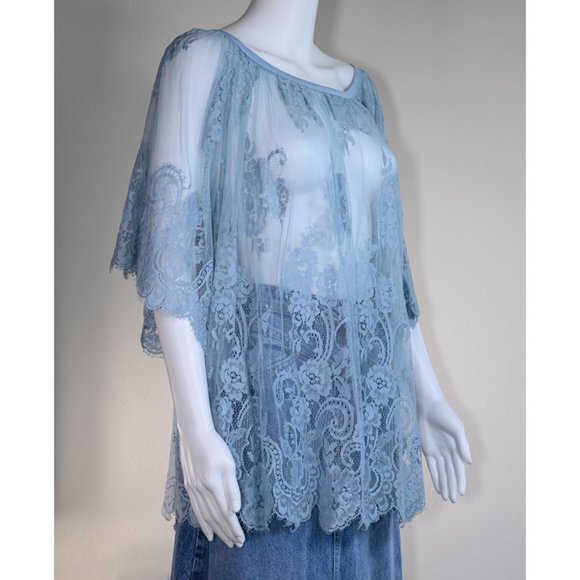 Jen’s Pirate Booty Free People:  Baby Blue  Lace Tunic - Picture 1 of 8